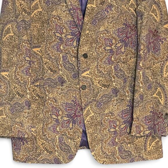 Alan Flusser XXL Corduroy Sport Coat Paisley Brown Purple Boho Y2K Vintage Party - Picture 5 of 11